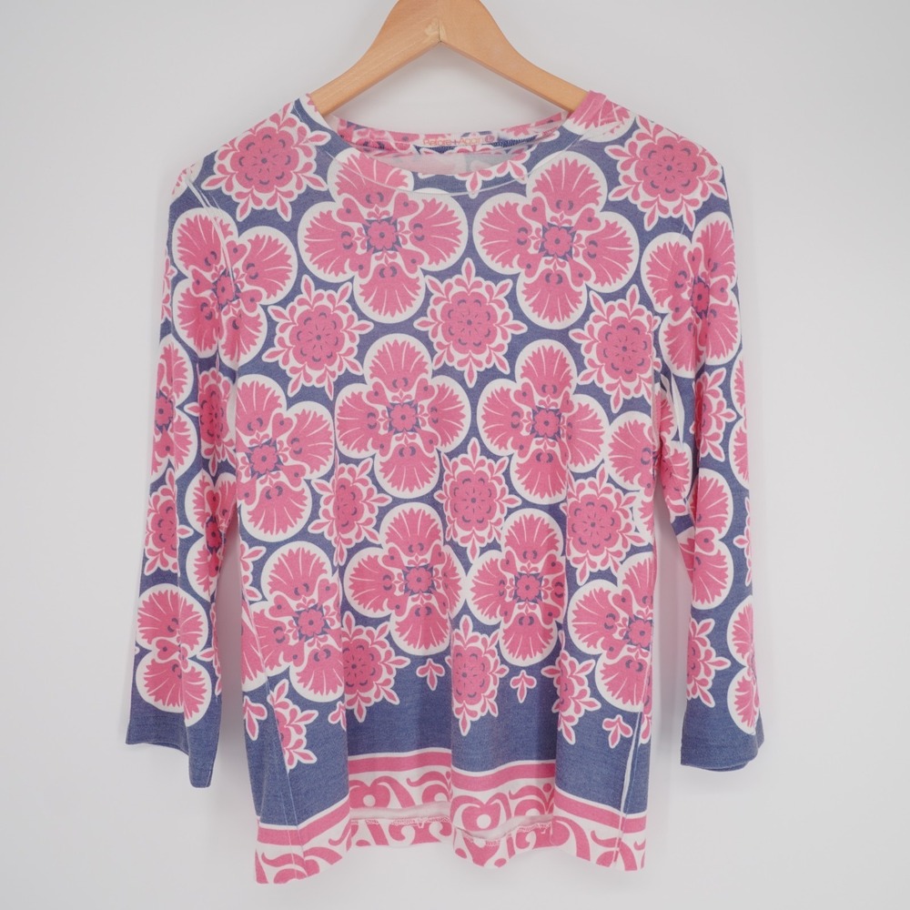Before + Again Boho Tunic Top Womens L Geographic Waffle Thermal Long Sleeve